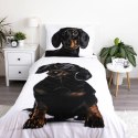 Pościel bawełniana 140x200 Piesek czarny Jamnik biała czarna poszewka 70x90 JF24 Pościel bawełniana 140x200 Piesek czarny Jamnik biała czarna poszewka 70x90 JF24