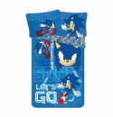Pościel bawełniana 140x200 Sonic Let`s go niebieska poszewka 70x90 JF24 Pościel bawełniana 140x200 Sonic Let`s go niebieska poszewka 70x90 JF24