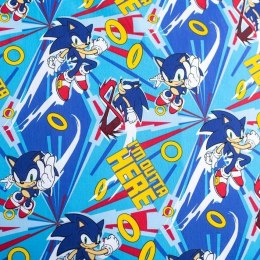 Pościel bawełniana 140x200 Sonic Let`s go niebieska poszewka 70x90 JF24