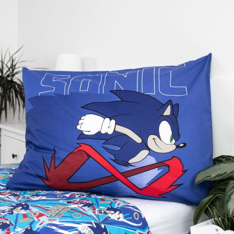 Pościel bawełniana 140x200 Sonic Let`s go niebieska poszewka 70x90 JF24 Pościel bawełniana 140x200 Sonic Let`s go niebieska poszewka 70x90 JF24
