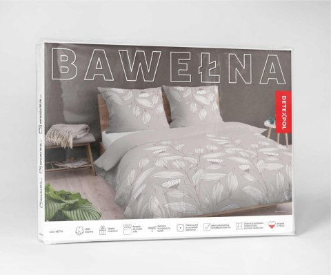 Pościel bawełniana 140x200 beżowa liście z jedną poszewką 4957A Bawełna 84 Pościel bawełniana 140x200 beżowa liście z jedną poszewką 4957A Bawełna 84