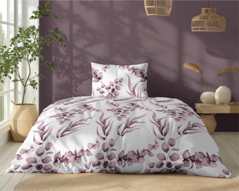 Pościel bawełniana 140x200 biała pudrowa liście 5107 B z jedną poszewką Bawełna 32 Pościel bawełniana 140x200 biała pudrowa liście 5107 B z jedną poszewką Bawełna 32
