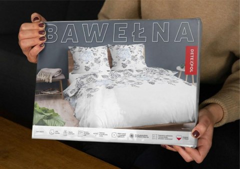 Pościel bawełniana 180x200 biała szara błękitna kwiaty 4462 B bawełna 40 Pościel bawełniana 180x200 biała szara błękitna kwiaty 4462 B bawełna 40