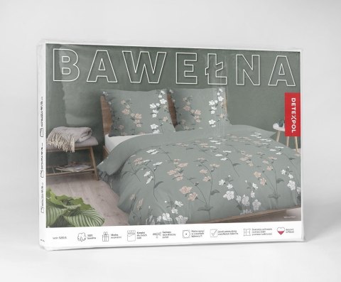 Pościel bawełniana 220x200 zielona ciemna biała kwiatki 5250 B Bawełna 48 Pościel bawełniana 220x200 zielona ciemna biała kwiatki 5250 B Bawełna 48