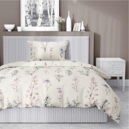 Pościel satynowa 140x200 kremowa różowa zielona kwiaty 5091 A Home Satin 11