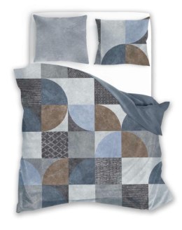Pościel satynowa 160x200 Nobile 009 szara niebieska geometria Faro