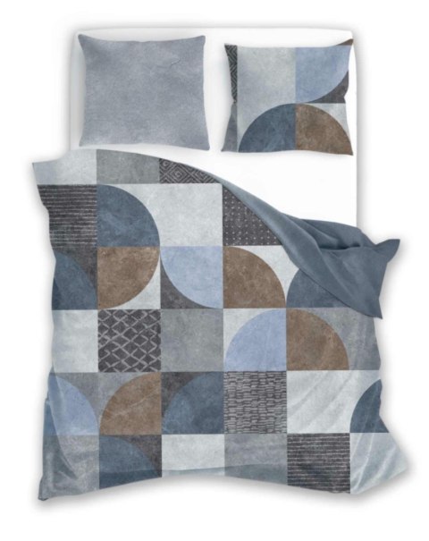 Pościel satynowa 160x200 Nobile 009 szara niebieska geometria Faro Pościel satynowa 160x200 Nobile 009 szara niebieska geometria Faro