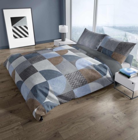 Pościel satynowa 160x200 Nobile 009 szara niebieska geometria Faro Pościel satynowa 160x200 Nobile 009 szara niebieska geometria Faro
