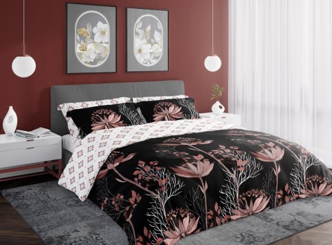 Pościel satynowa 160x200 Pure Sateen 010 czarna pudrowa kwiaty Faro Pościel satynowa 160x200 Pure Sateen 010 czarna pudrowa kwiaty Faro