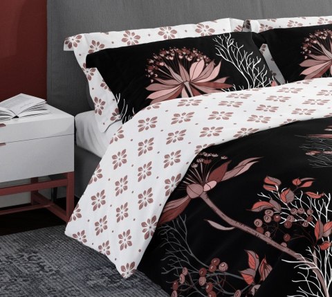 Pościel satynowa 160x200 Pure Sateen 010 czarna pudrowa kwiaty Faro Pościel satynowa 160x200 Pure Sateen 010 czarna pudrowa kwiaty Faro
