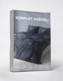 Pościel z mikrofibry 220x200 granatowa liście 4978 B Light 71 Pościel z mikrofibry 220x200 granatowa liście 4978 B Light 71