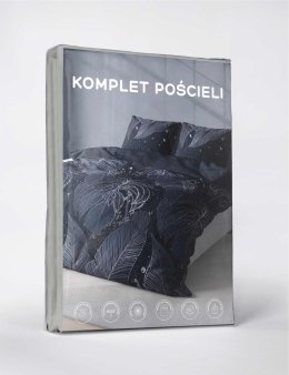 Pościel z mikrofibry 220x200 granatowa liście 4978 B Light 71