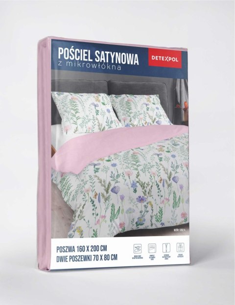 Pościel z mikrosatyny 160x200 biała różowa wielokolorowa kwiaty paprocie 5352 A Micro 57 Pościel z mikrosatyny 160x200 biała różowa wielokolorowa kwiaty paprocie 5352 A Micro 57