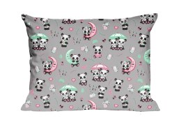 Poszewka bawełniana 40x60 670K pandy szara kolorowa Kids 24