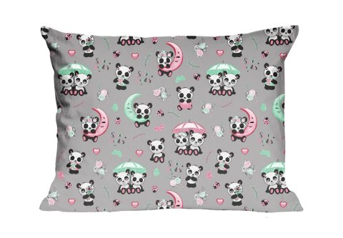 Poszewka bawełniana 40x60 670K pandy szara kolorowa Kids 24 Poszewka bawełniana 40x60 670K pandy szara kolorowa Kids 24