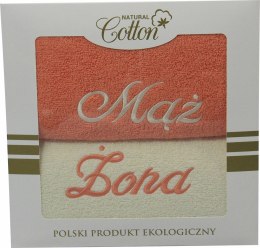 Komplet ręczników w pudełku 2 szt. 50x90 Mąż Żona łososiowy 09 kremowy