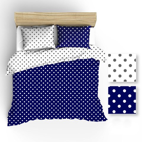 Pościel bawełniana 160x200 R012 biała grochy szare granatowa grochy białe 81N 59N Pościel bawełniana 160x200 R012 biała grochy szare granatowa grochy białe 81N 59N