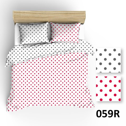 Pościel bawełniana 160x200 R059 biała groszki szare różowe 81N 80N Pościel bawełniana 160x200 R059 biała groszki szare różowe 81N 80N