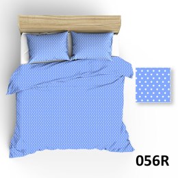 Pościel bawełniana 200x220 R056 błękitna groszki białe 26N