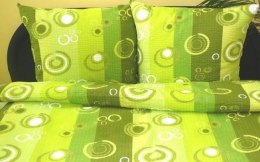 Pościel z kory 140x200 wzór 95/1 Zielone księżyce na guziki 100% bawełna gruba