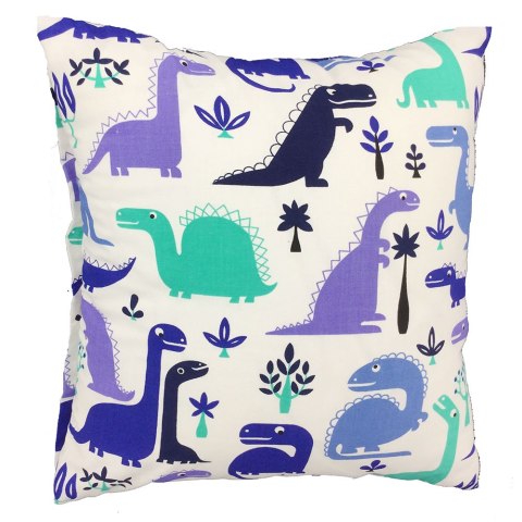 Poszewka bawełniana 40x40 1195E biała Dinozaury niebieskie szafirowe turkusowe Poszewka bawełniana 40x40 1195E biała Dinozaury niebieskie szafirowe turkusowe