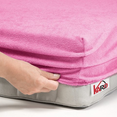 Prześcieradło frotte z gumką 60x120 różowe 020 grube 200g/m2 KARO Prześcieradło frotte z gumką 60x120 różowe 020 grube 200g/m2 KARO