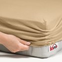 Prześcieradło jersey z gumką 200x220 beżowe ciemne 010 grube 150g/m2 KARO Prześcieradło jersey z gumką 200x220 beżowe ciemne 010 grube 150g/m2 KARO