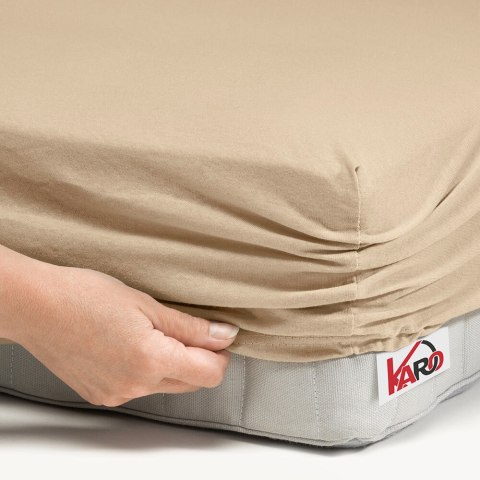 Prześcieradło jersey z gumką 70x140 beżowe 009 grube 150g/m2 KARO Prześcieradło jersey z gumką 70x140 beżowe 009 grube 150g/m2 KARO