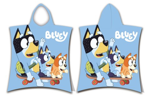 Poncho dla dzieci 55x115 Bluey Skate niebieskie ręcznik z kapturem dziecięcy JF24 Poncho dla dzieci 55x115 Bluey Skate niebieskie ręcznik z kapturem dziecięcy JF24