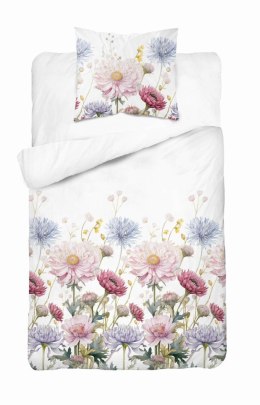 Pościel satynowa 140x200 Biała w pastelowe kwiaty - subtelna elegancja, 100% bawełna - 5482 A - Home Satin 71