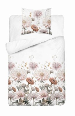 Pościel satynowa 140x200 Biała w pudrowe kwiaty - romantyczna elegancja, 100% bawełna - 5482 B - Home Satin 71