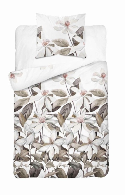 Pościel satynowa 140x200 Biała z beżowymi liśćmi i kwiatami - naturalna elegancja, 100% bawełna - 5481 B - Home Satin 71 Pościel satynowa 140x200 Biała z beżowymi liśćmi i kwiatami - naturalna elegancja, 100% bawełna - 5481 B - Home Satin 71
