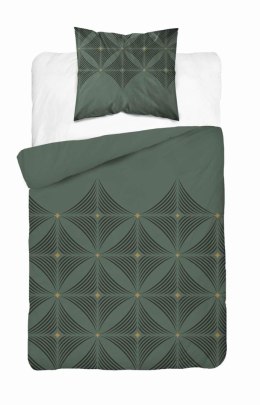 Pościel satynowa 140x200 Butelkowa zieleń z geometrycznym wzorem - nowoczesna elegancja, 100% bawełna - 5483 A - Home Satin 71