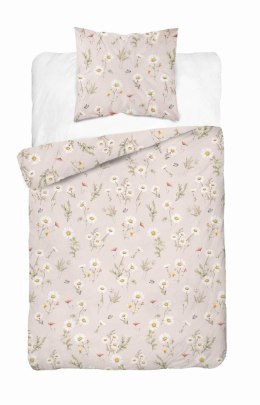 Pościel satynowa 140x200 Ciepły beż w polne kwiaty - romantyczny wzór, 100% bawełna - 5476 A - Home Satin 71