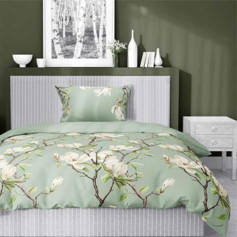 Pościel satynowa 140x200 Miętowa z magnolią - subtelny botaniczny wzór, 100% bawełna - 5480 A - Home Satin 71 Pościel satynowa 140x200 Miętowa z magnolią - subtelny botaniczny wzór, 100% bawełna - 5480 A - Home Satin 71