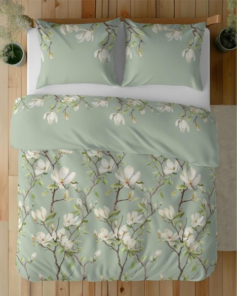 Pościel satynowa 140x200 Miętowa z magnolią - subtelny botaniczny wzór, 100% bawełna - 5480 A - Home Satin 71 Pościel satynowa 140x200 Miętowa z magnolią - subtelny botaniczny wzór, 100% bawełna - 5480 A - Home Satin 71