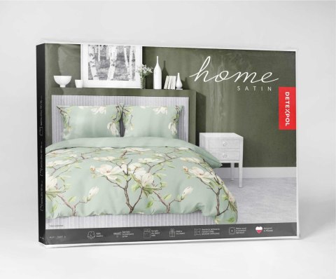 Pościel satynowa 140x200 Miętowa z magnolią - subtelny botaniczny wzór, 100% bawełna - 5480 A - Home Satin 71 Pościel satynowa 140x200 Miętowa z magnolią - subtelny botaniczny wzór, 100% bawełna - 5480 A - Home Satin 71