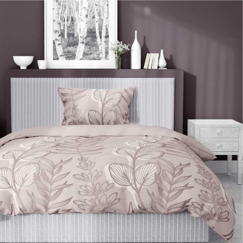 Pościel satynowa 140x200 Pudrowy róż z liśćmi - delikatny motyw, 100% bawełna - 5477 A - Home Satin 71 Pościel satynowa 140x200 Pudrowy róż z liśćmi - delikatny motyw, 100% bawełna - 5477 A - Home Satin 71