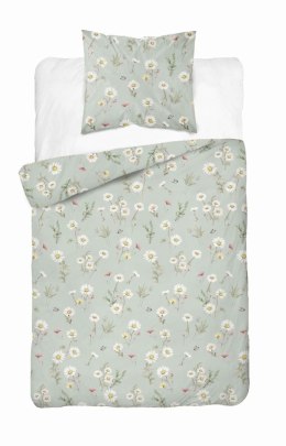 Pościel satynowa 140x200 Szałwiowa w polne kwiaty - sielski wzór, 100% bawełna - 5476 B - Home Satin 71