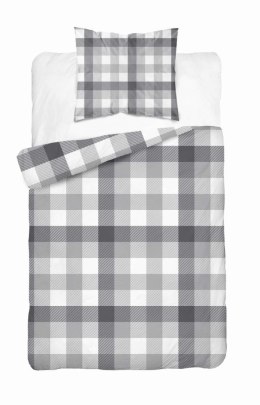 Pościel satynowa 140x200 Szara w kratę - klasyczny minimalizm, 100% bawełna 4825 B - Home Satin 71