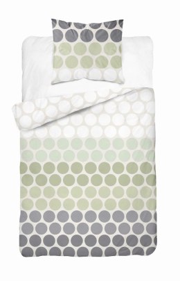 Pościel satynowa 140x200 Zielone i szare groszki na kremie - świeży minimalizm, 100% bawełna 5474 B - Home Satin 71