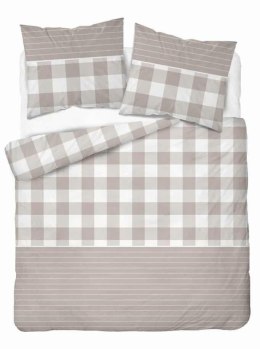 Pościel satynowa 160x200 Beżowa kratka z paskami - rustykalna elegancja, 100% bawełna 5083 A - Home Satin 71 11