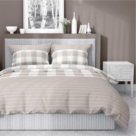 Pościel satynowa 160x200 Beżowa kratka z paskami - rustykalna elegancja, 100% bawełna 5083 A - Home Satin 71 11 Pościel satynowa 160x200 Beżowa kratka z paskami - rustykalna elegancja, 100% bawełna 5083 A - Home Satin 71 11