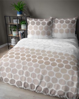 Pościel satynowa 160x200 Beżowe groszki na bieli - minimalistyczny wzór, 100% bawełna 5474 A - Home Satin 71