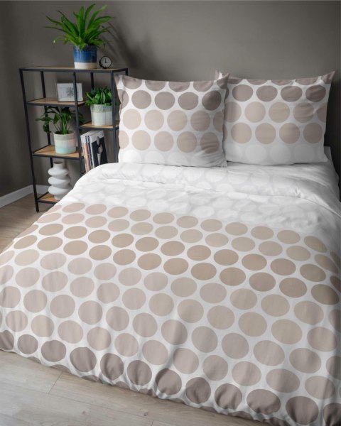 Pościel satynowa 160x200 Beżowe groszki na bieli - minimalistyczny wzór, 100% bawełna 5474 A - Home Satin 71 Pościel satynowa 160x200 Beżowe groszki na bieli - minimalistyczny wzór, 100% bawełna 5474 A - Home Satin 71