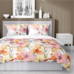 Pościel satynowa 160x200 Biała w kolorowe kwiaty - akwarelowy wzór, 100% bawełna - 5478 A - Home Satin 71