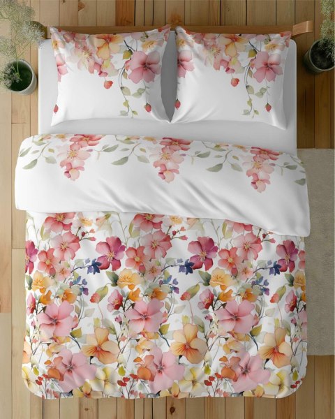 Pościel satynowa 160x200 Biała w kolorowe kwiaty - akwarelowy wzór, 100% bawełna - 5478 A - Home Satin 71 Pościel satynowa 160x200 Biała w kolorowe kwiaty - akwarelowy wzór, 100% bawełna - 5478 A - Home Satin 71