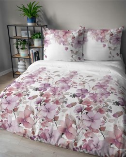 Pościel satynowa 160x200 Biała w pastelowe kwiaty - romantyczna elegancja, 100% bawełna - 5478 B - Home Satin 71