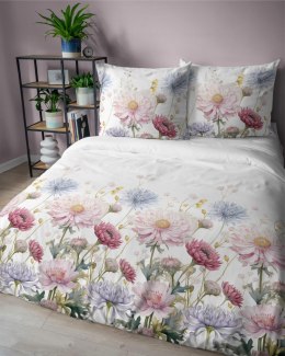 Pościel satynowa 160x200 Biała w pastelowe kwiaty - subtelna elegancja, 100% bawełna - 5482 A - Home Satin 71