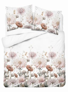 Pościel satynowa 160x200 Biała w pudrowe kwiaty - romantyczna elegancja, 100% bawełna - 5482 B - Home Satin 71